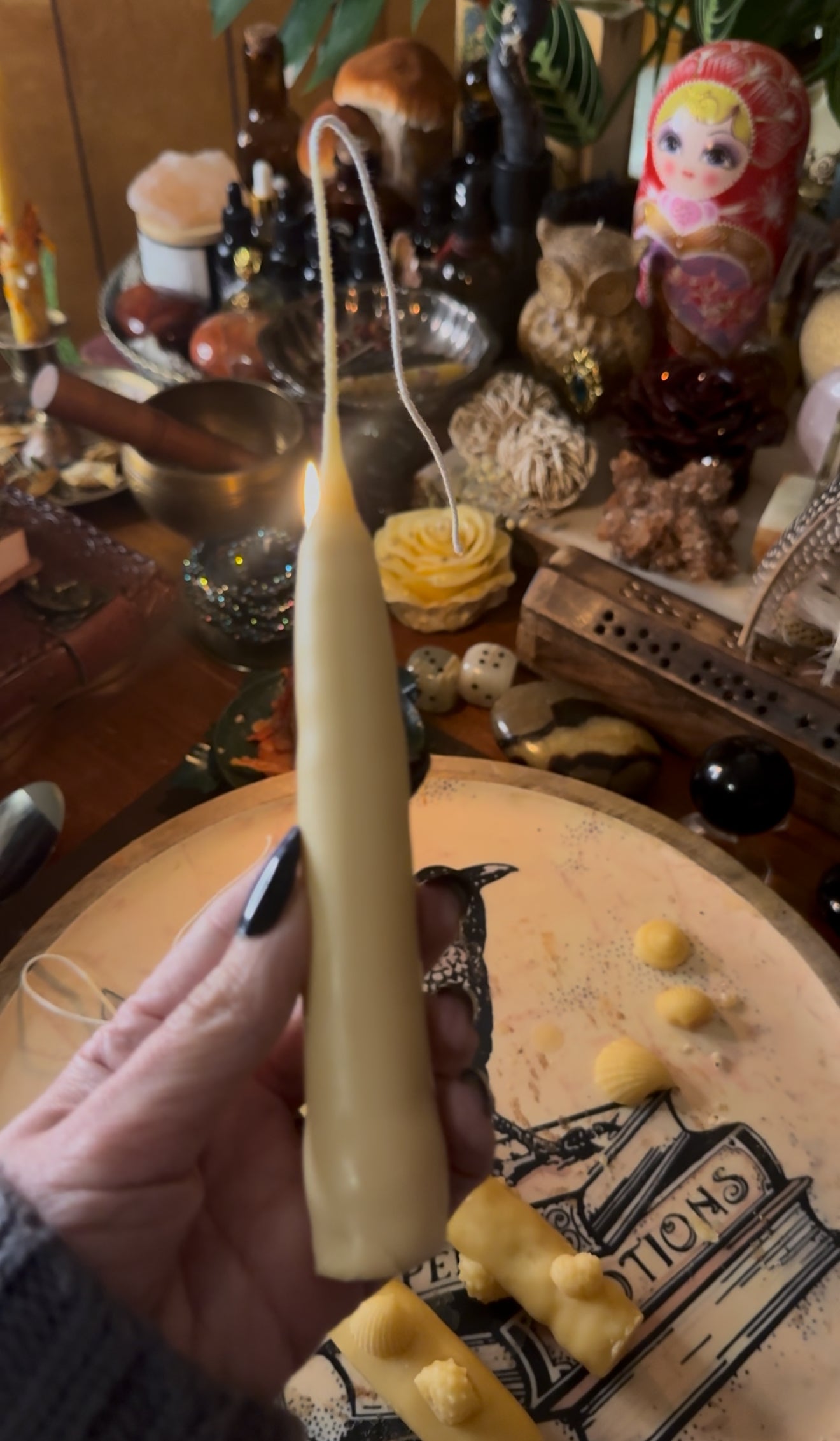 Two 10 inch Handdipped beeswax Ritual Altar Candle